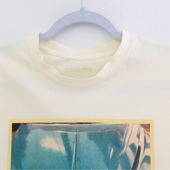 ZADIG & VOLTAIRE Zoe PhotoPrint Blue Car Strass Tee - Picture 5 of 15